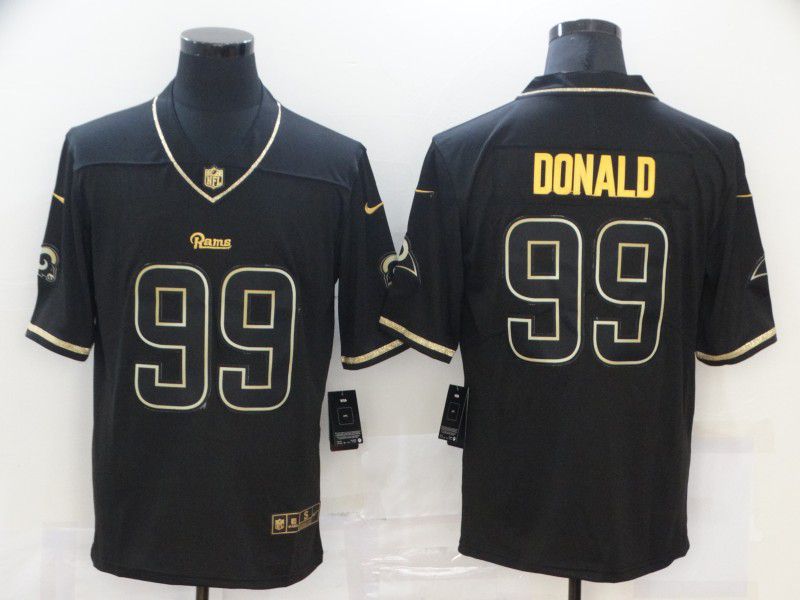 Men Los Angeles Rams #99 Donald Black gold lettering 2020 Nike NFL Jersey->green bay packers->NFL Jersey